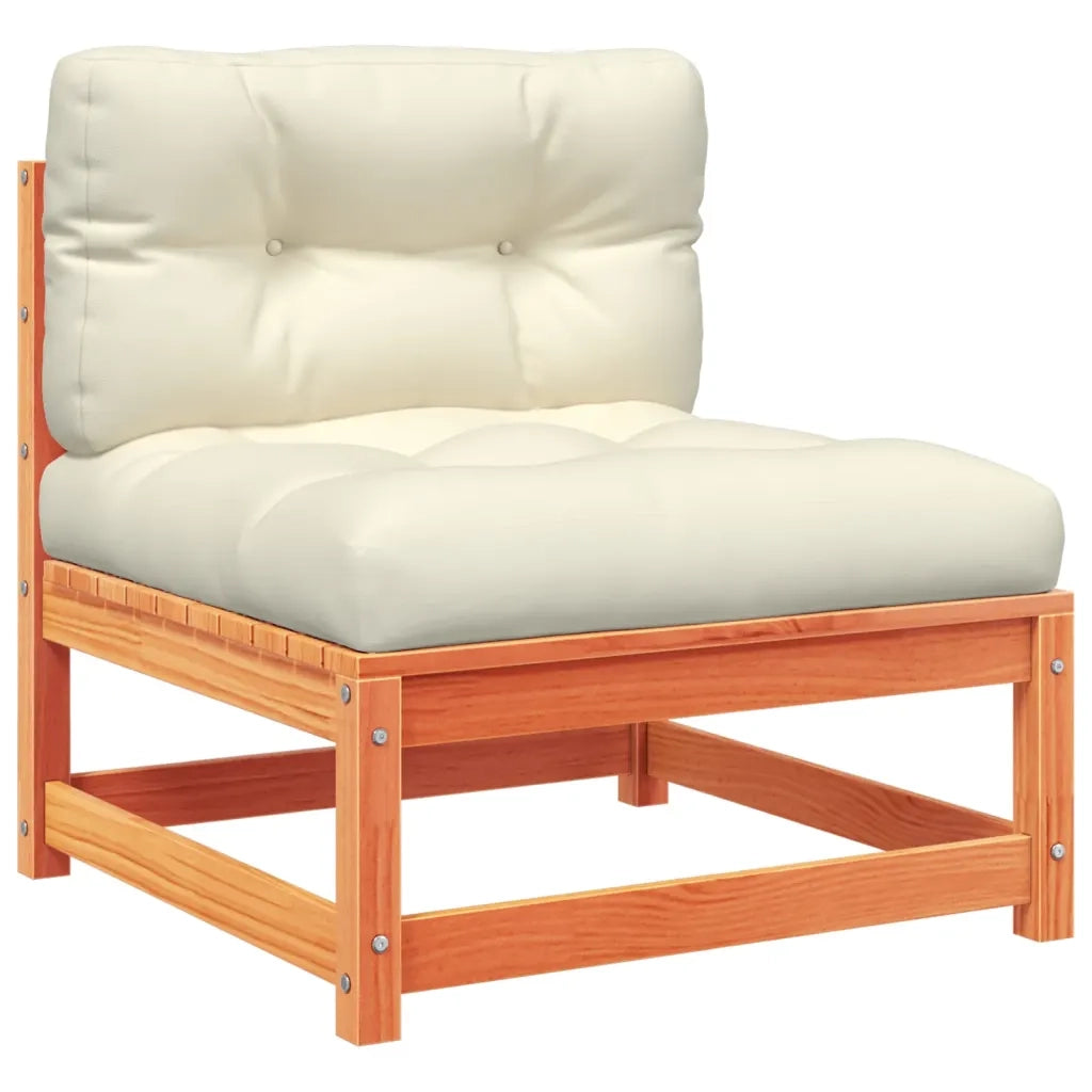 Set Divani Giardino 3 pz con Cuscini Marrone Cera Massello Pino
