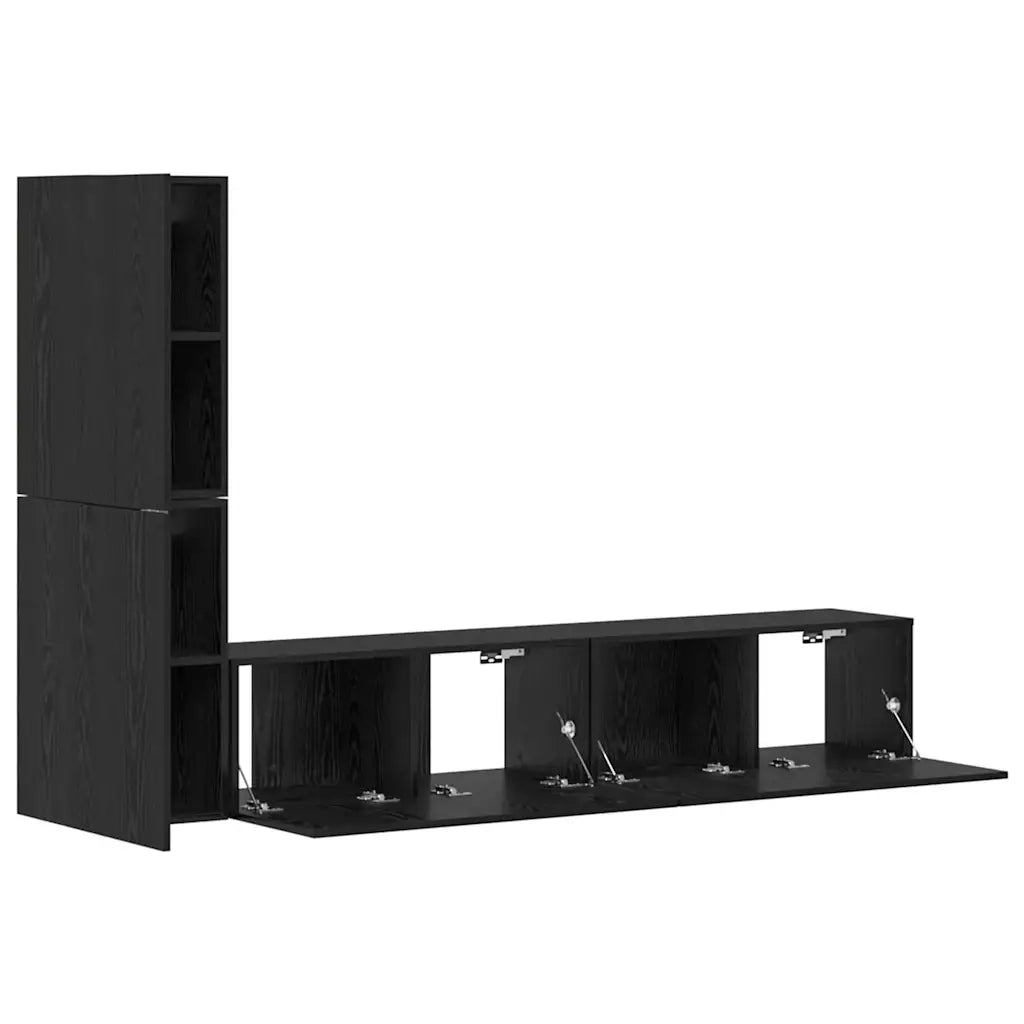 Mobile TV da Parete 2 pcs Rovere Nero Legno multistrato 3393271