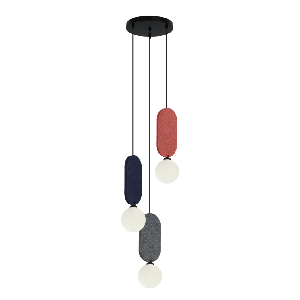 Lampadario Italux Lorenzo feltro multicolor 3xG9 Ø30