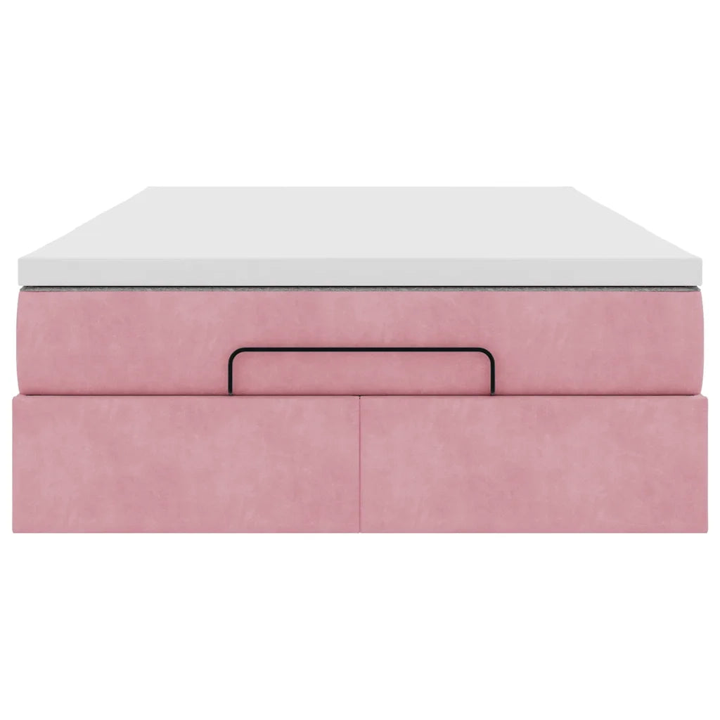 Struttura Letto Pouf con Materasso Rosa 120x200 cm Velluto 3311182