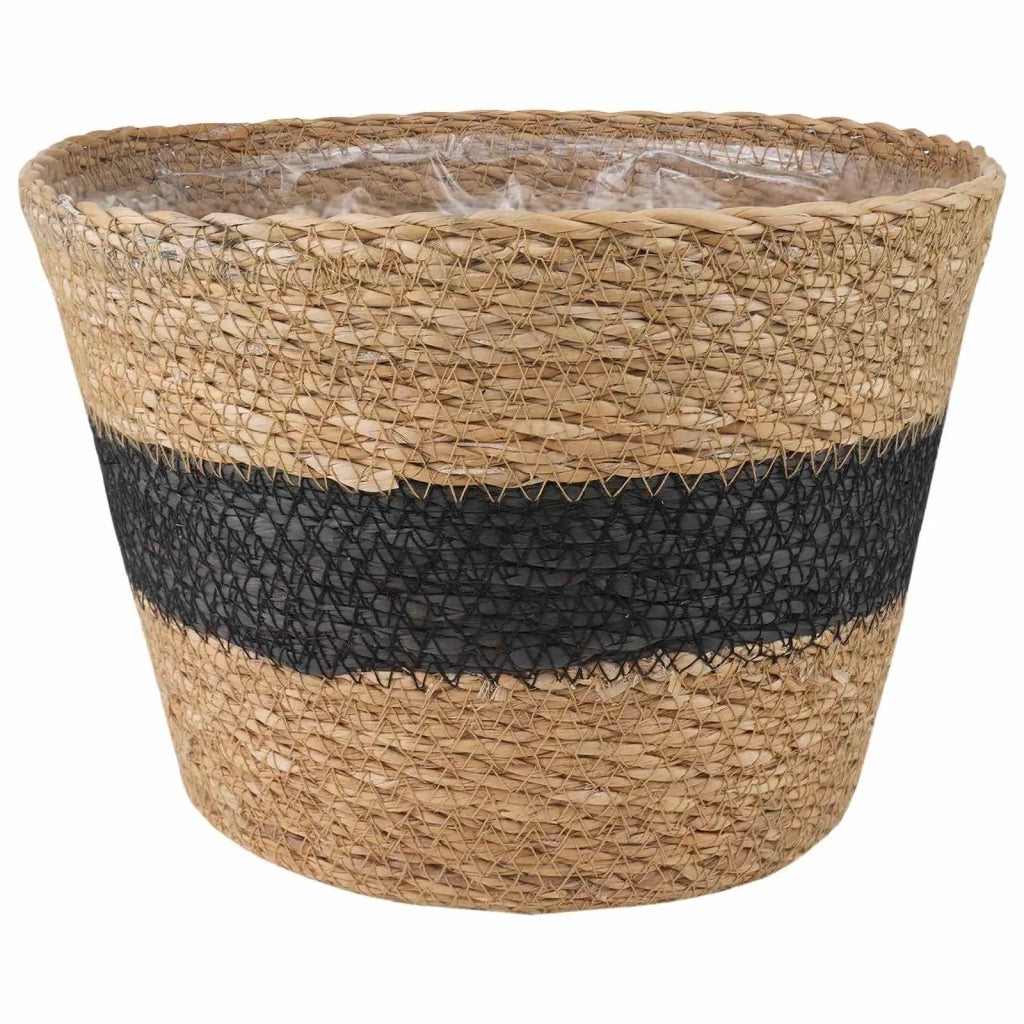 Cesti per piante in erba marina 3 pcs Naturale e Nero