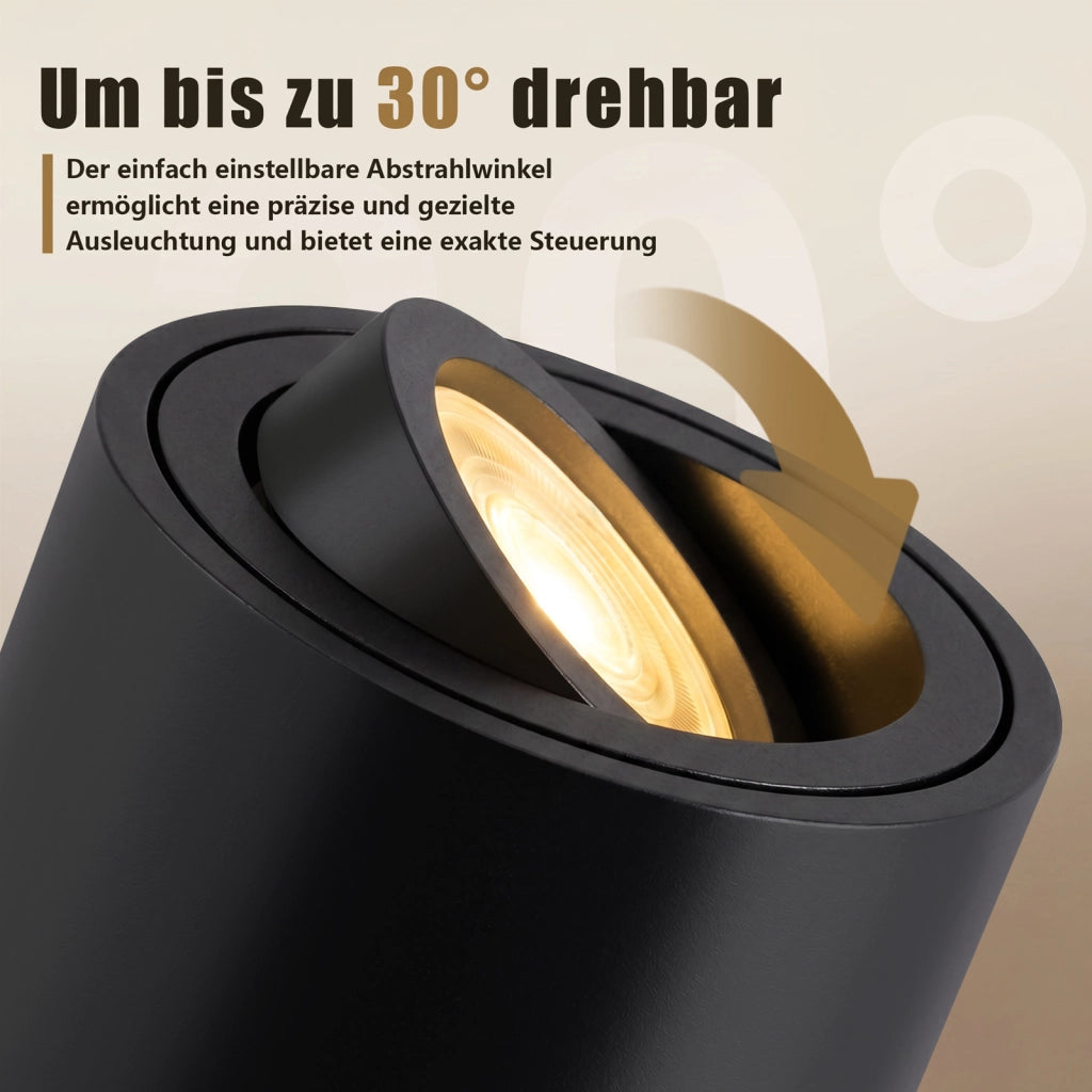 ZMH Faretto da soffitto LED dimmerabili neri ultra piatti orientabili 30 gradi 4W rotondi confezione 4 pezzi