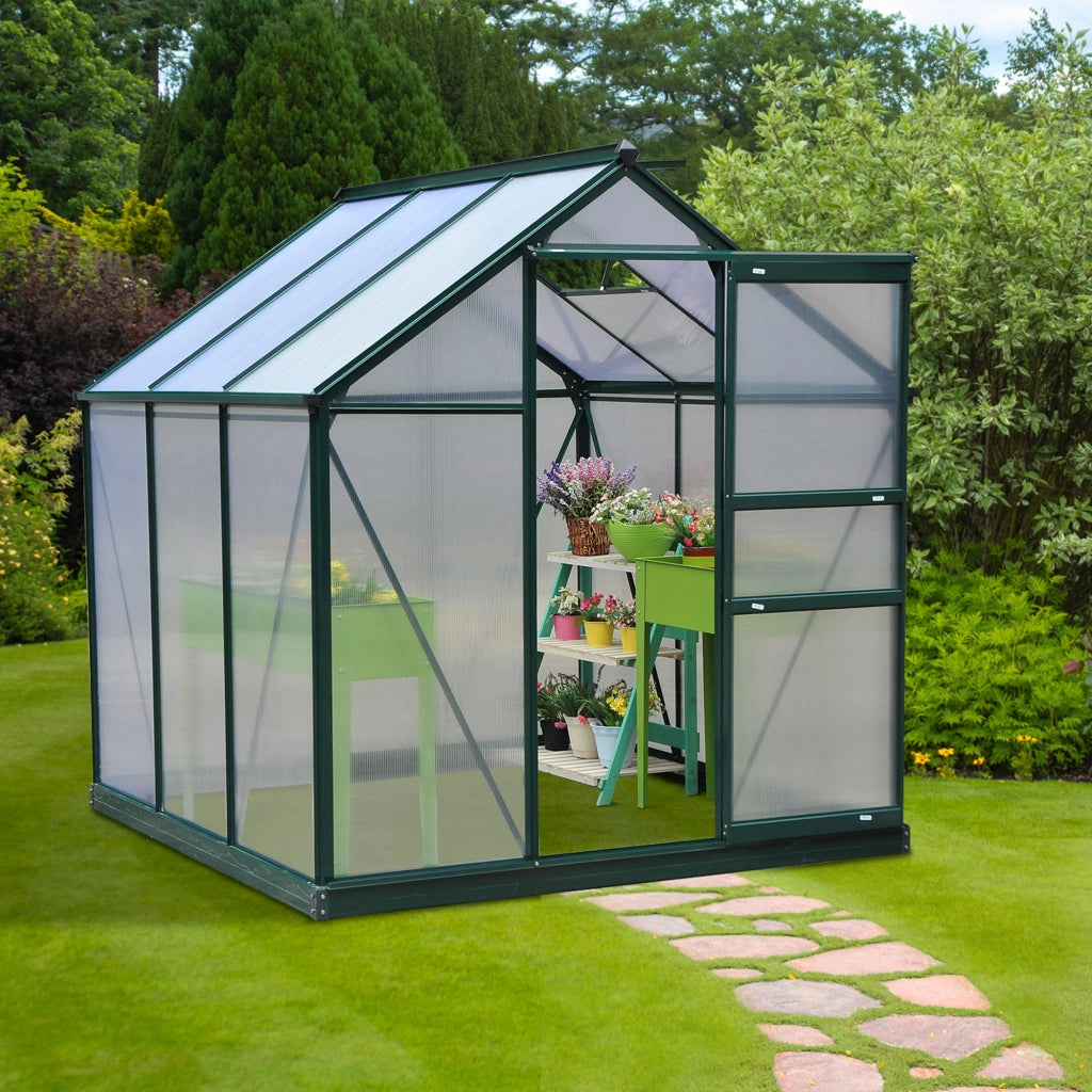 Serra da giardino in polycarbonate ¨C zephmum ¨C 190x192x201 cm verde scuro UV 30+