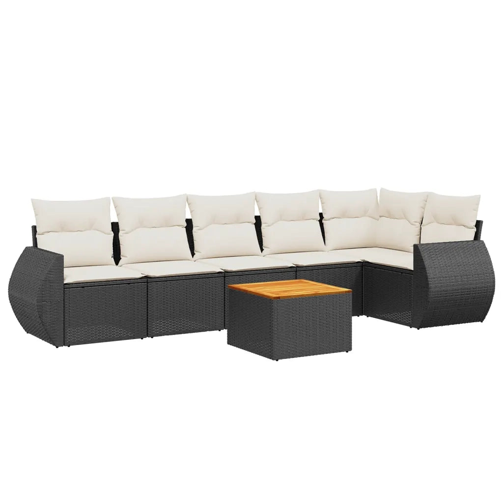 Set Divani da Giardino con Cuscini 7pz Nero Polyrattan 3225013