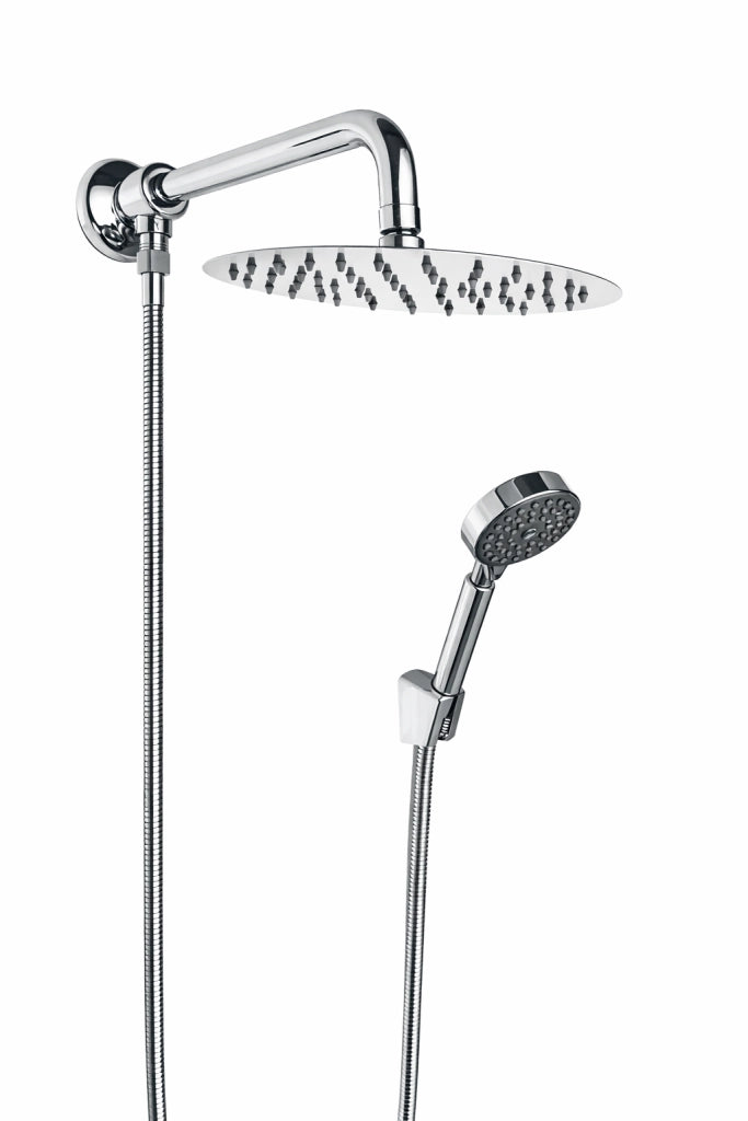 Kit set doccia deviatore con doccetta e soffione e braccio 40 cm