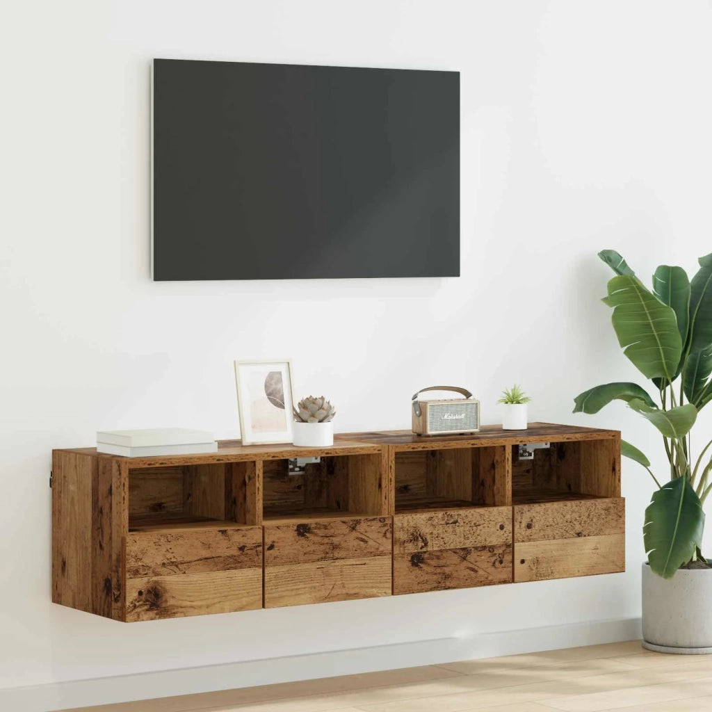 Mobiletti TV da Parete 2 pcs Legno vecchio 60 x 30 x 30 cm