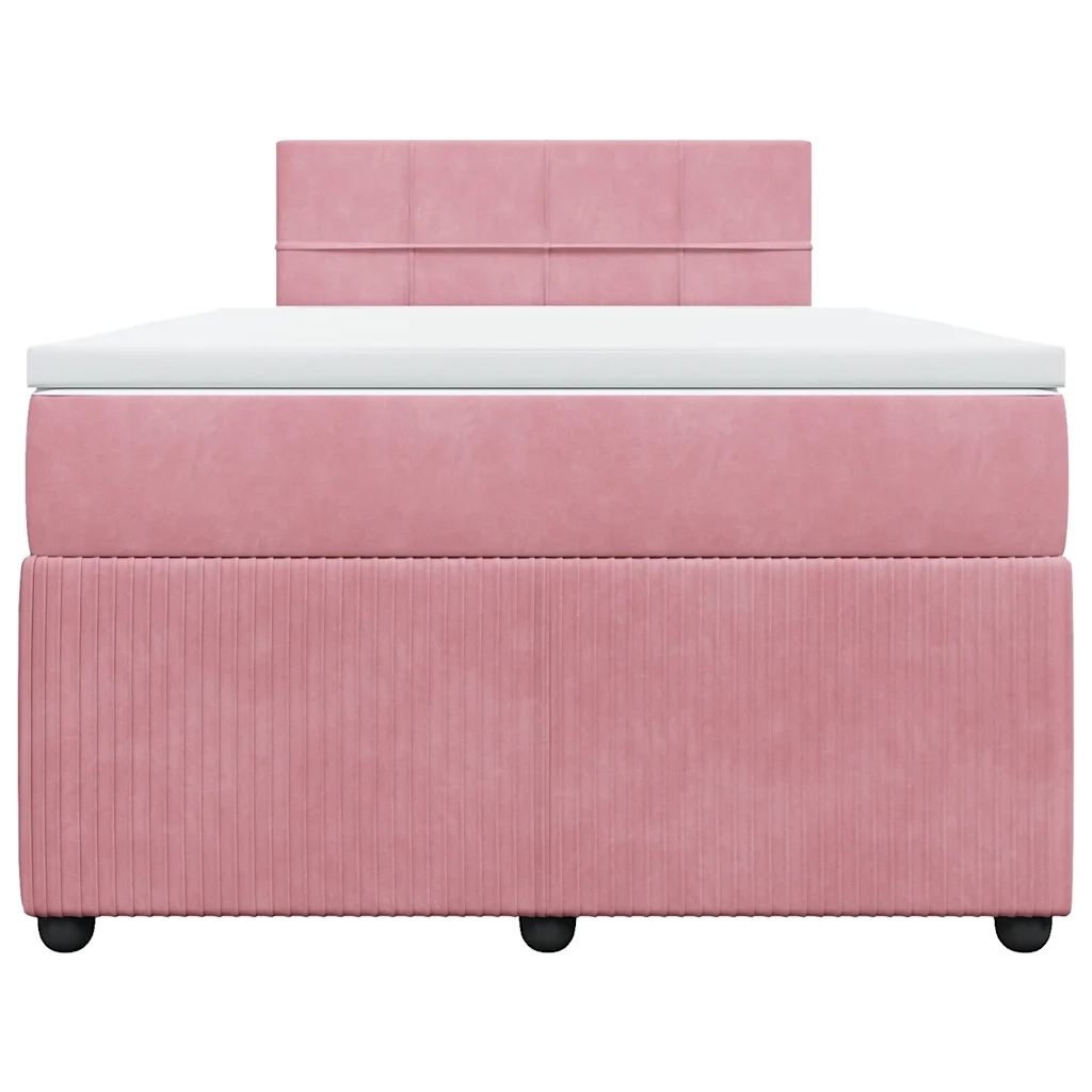 Giroletto a Molle con Materasso Rosa 120x190 cm in Velluto