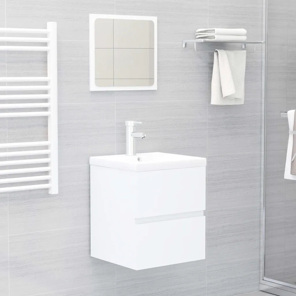 Mobile con Lavabo Integrato Bianco in Legno Multistrato