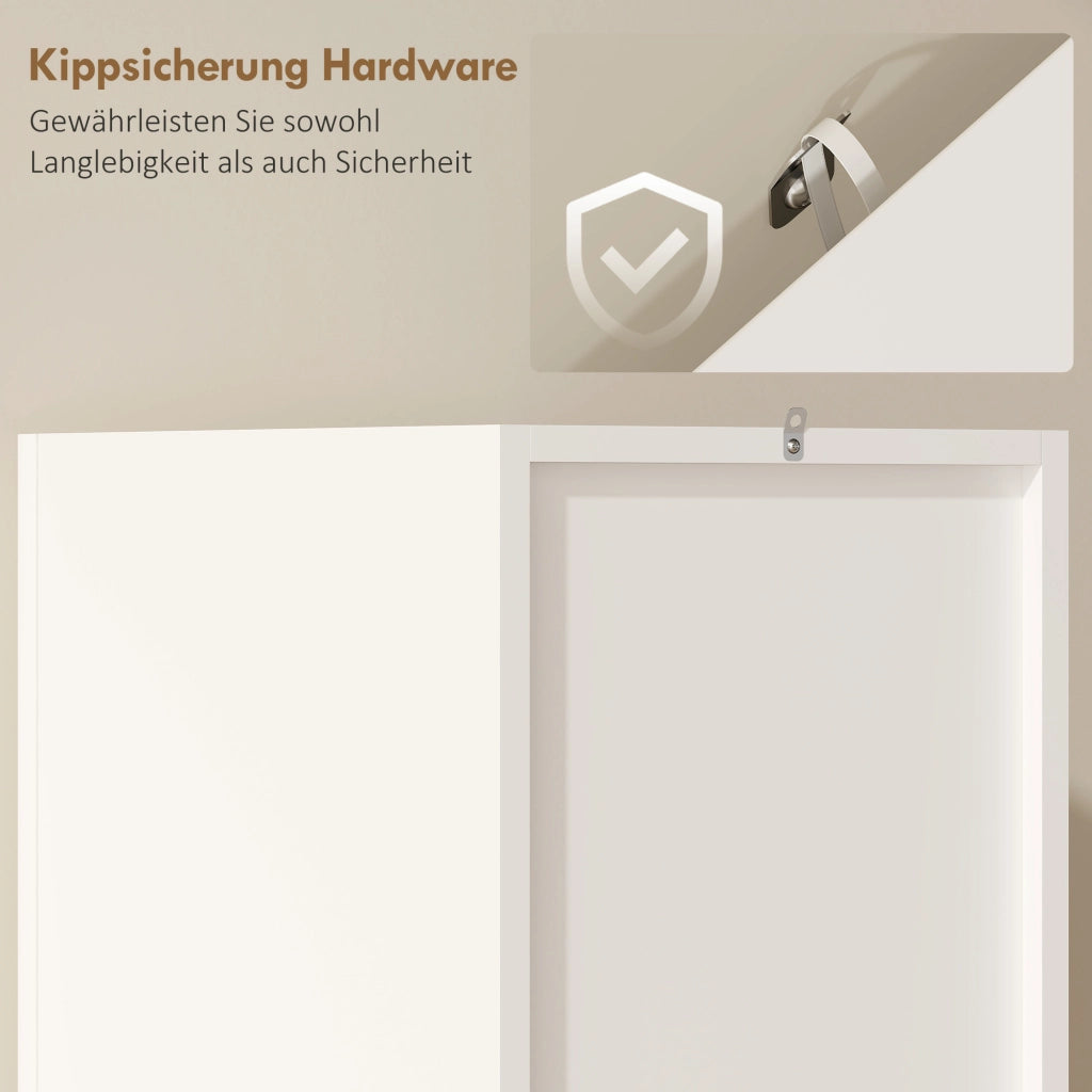 Armadio da Bagno Stretto con 2 Ante e 2 Ripiani Aperti ¨C Zephmum ¨C 30x34.6x182 cm Bianco