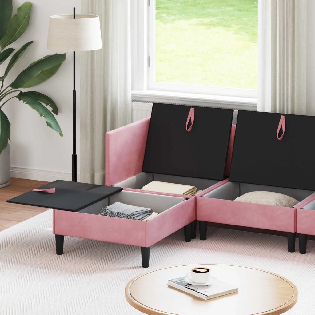 Set di mobili per il soggiorno con cuscino 5 pcs Rosa Velluto 3413746