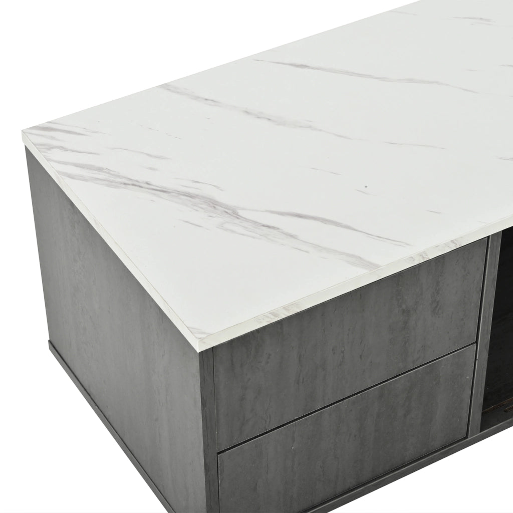 Mobile TV con Cassetti ¨C MINIMAL ¨C Grigio, Piano Effetto Marmo, 160 cm