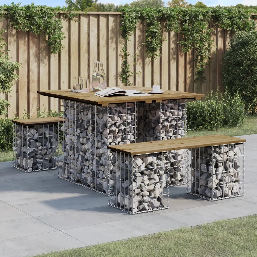 Tavolo da giardino in gabbione design 100x102x72 cm in legno di pino impregnato 834373