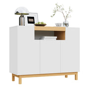 Credenza con 3 Ante e 1 Vano aperto per Soggiorno e Sala da Pranzo in Pannello truciolare Bianco 120.5 × 42 × 96 cm