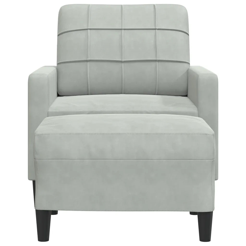 Poltrona | Sedia Relax con Poggiapiedi Grigio Chiaro 60 cm in Velluto