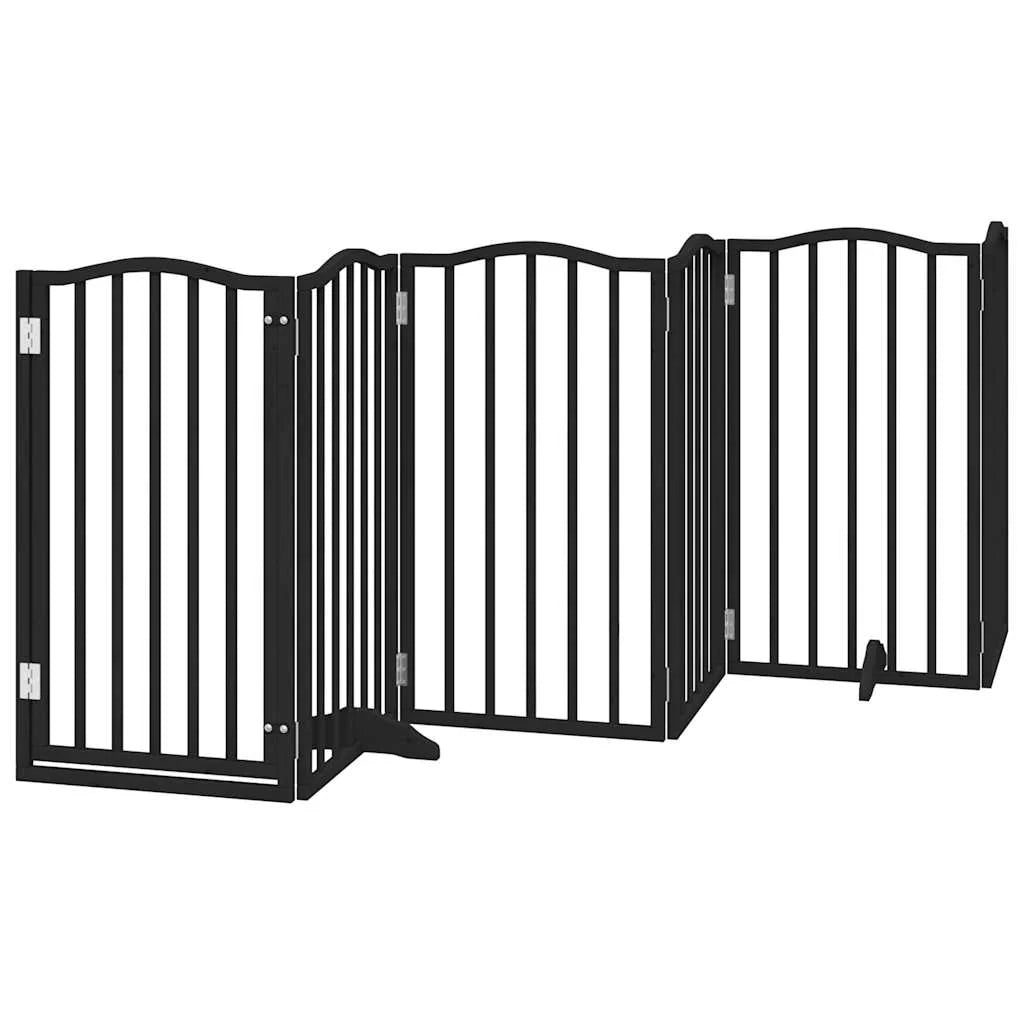 Cancelletto di sicurezza per animali domestici porta pieghevole 9 pannelli legno di pioppo nero 02_0023280