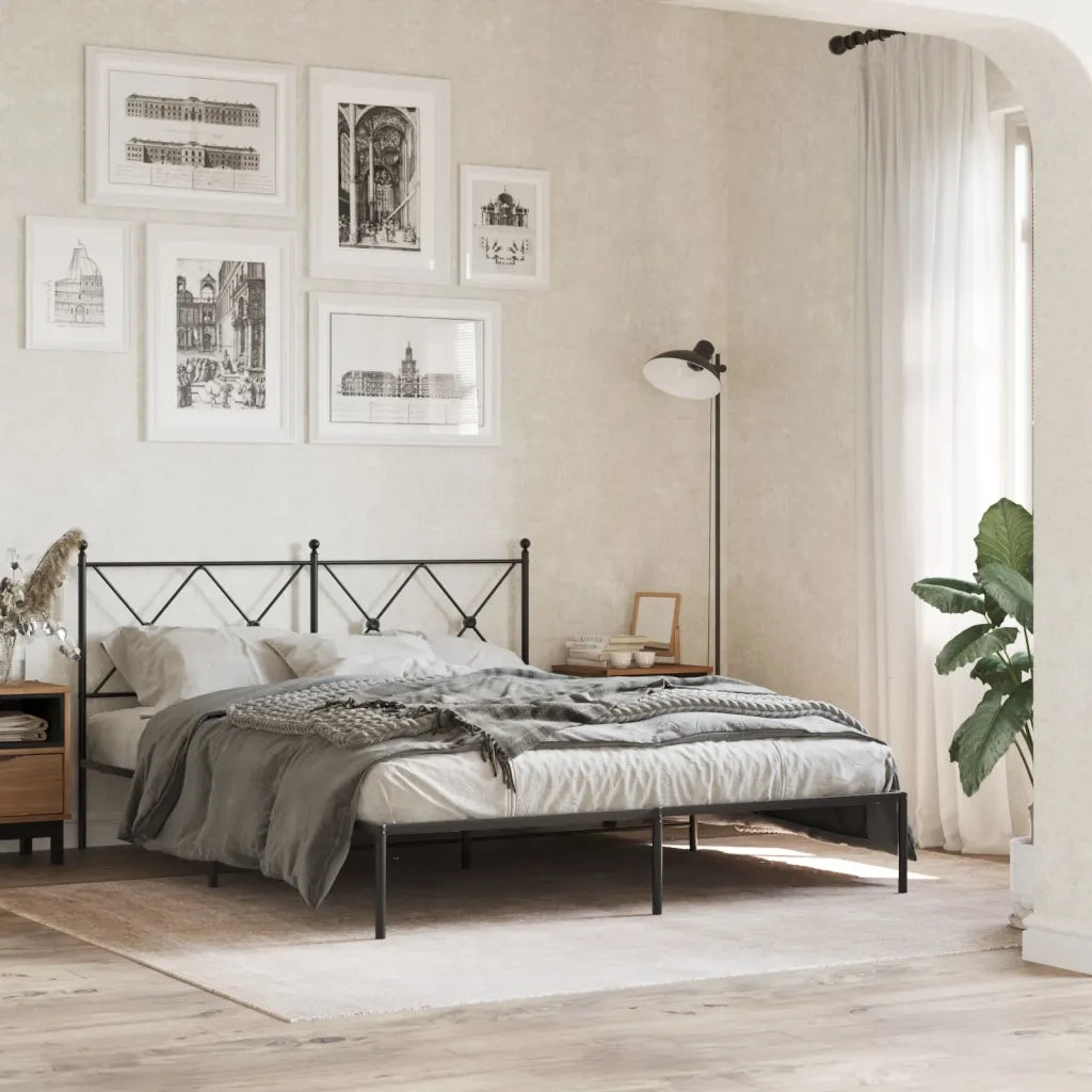 Giroletto con Testiera in Metallo Nero 160x200 cm 376505