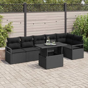 Set Divano da Giardino con cuscino 7 pcs Nero Poly Rattan 3357576