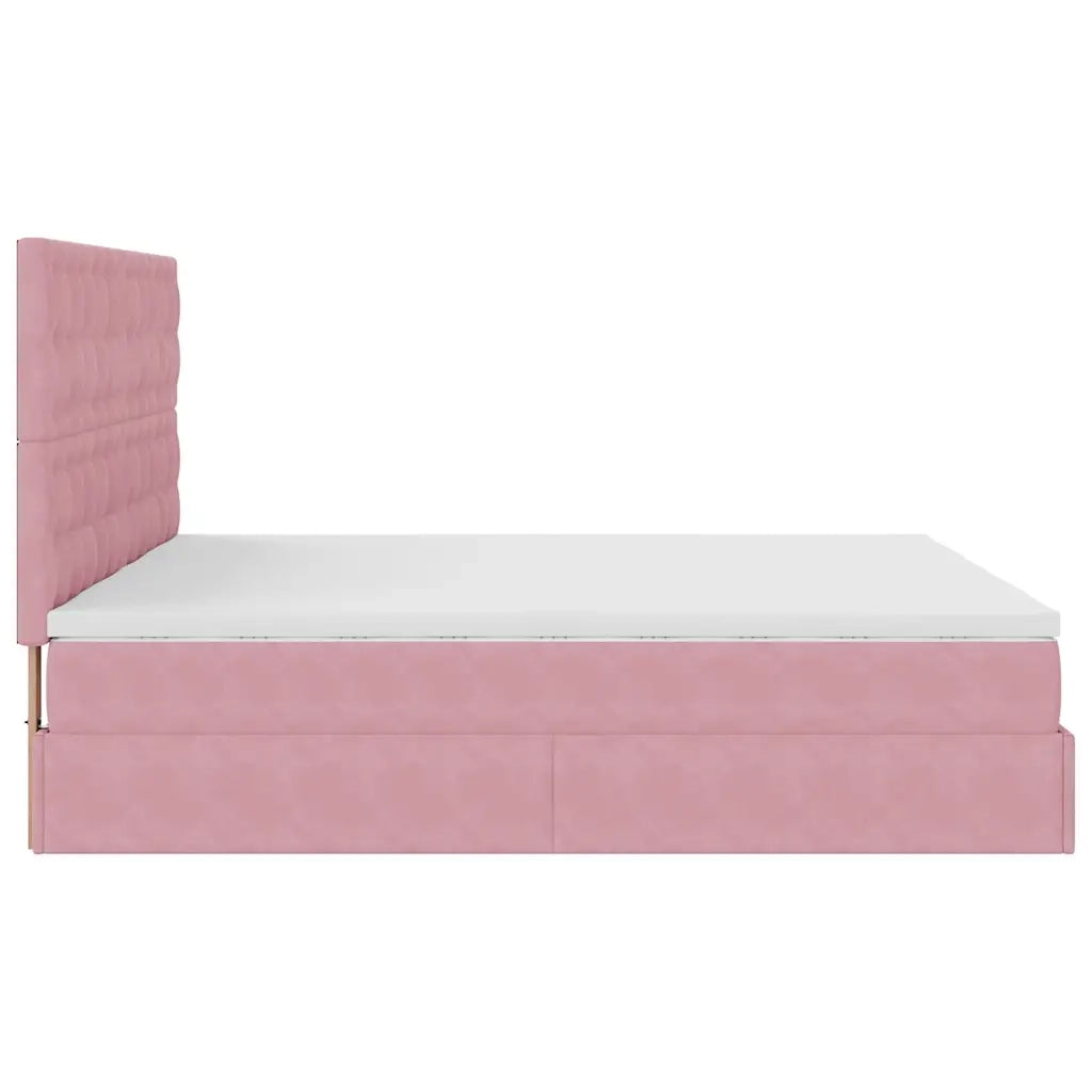 Struttura Letto Pouf con Materassi Rosa 200x200 cm Velluto 3313819