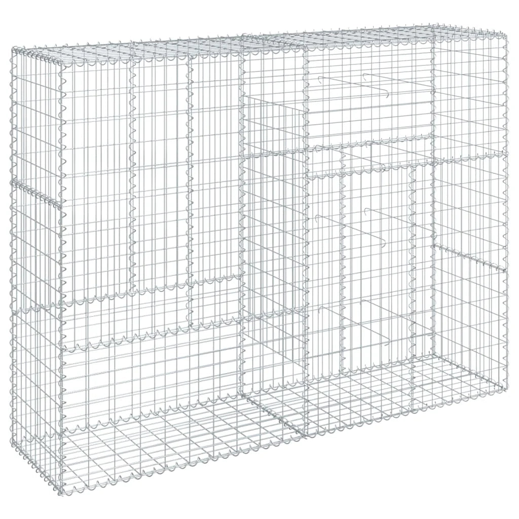 Gabbione recinto a gabbia muro di contenimento con coperchio 200 x 50 x 150 cm ferro zincato argento 02_0040144