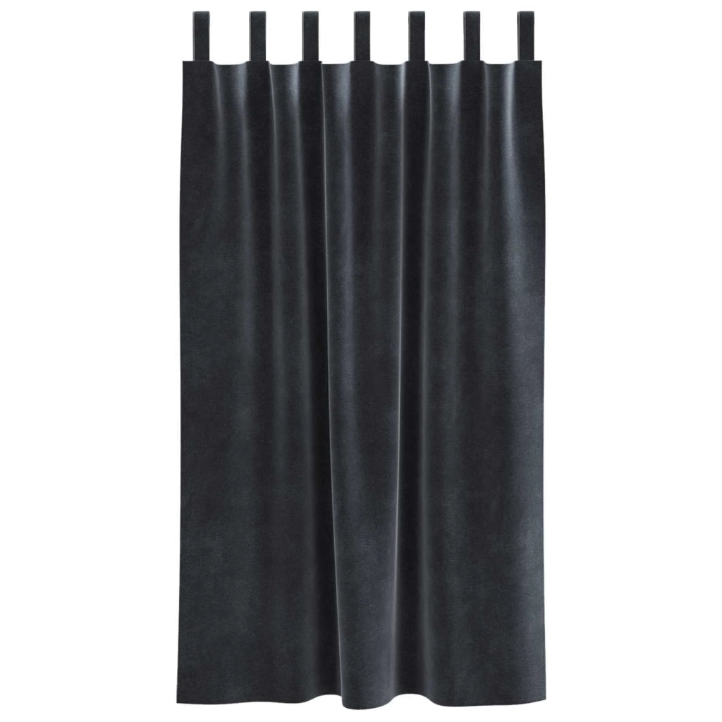 Tende Oscuranti | Tende Blackout 2 pz Grigio scuro 140 x 175 cm Velluto