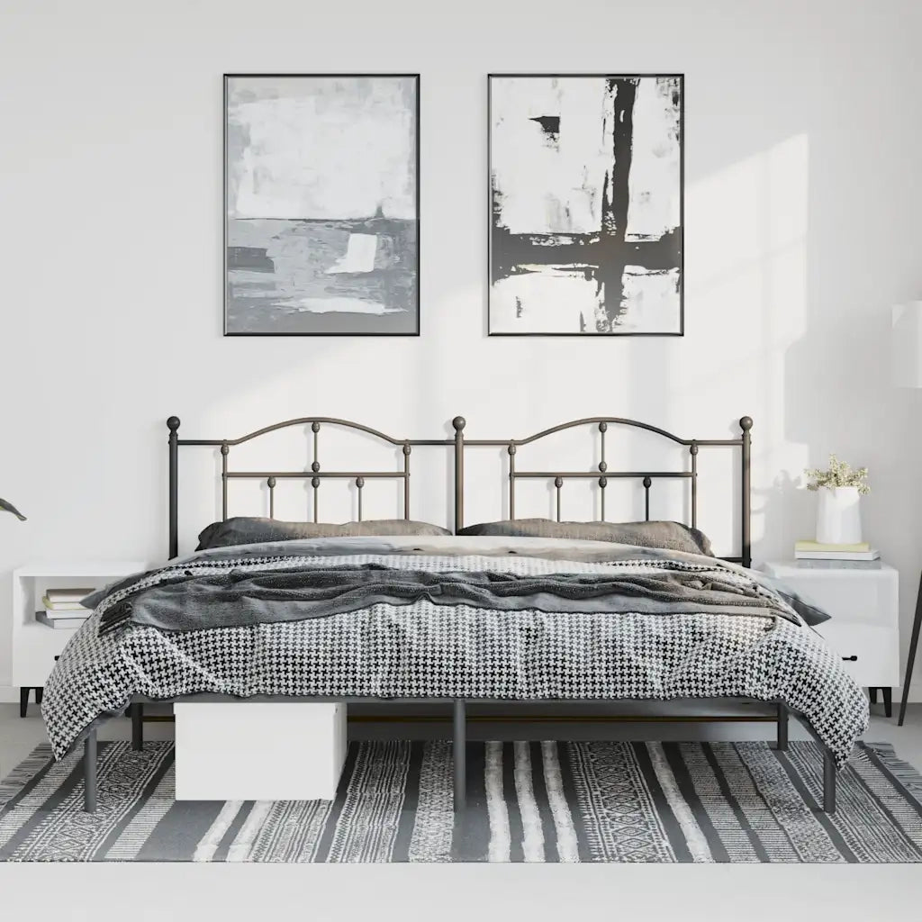 Giroletto con Testiera in Metallo Nero 183x213 cm