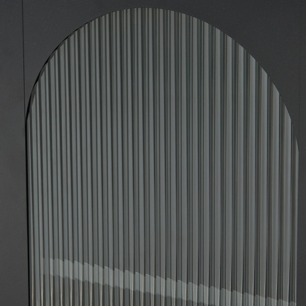 Mobiletto/scaffale in acciaio e vetro con frontale in vetro 102 x 43 x 40 cm nero opaco 03_0008928