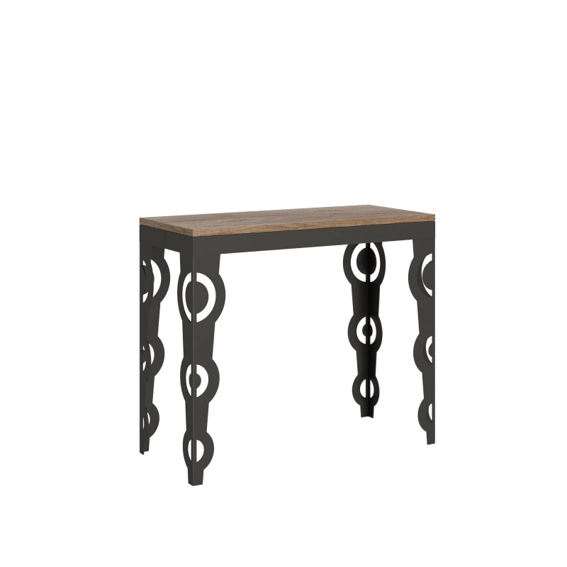 Consolle allungabile 90x40/196 cm Karamay Small Evolution telaio Antracite - Quercia Natura