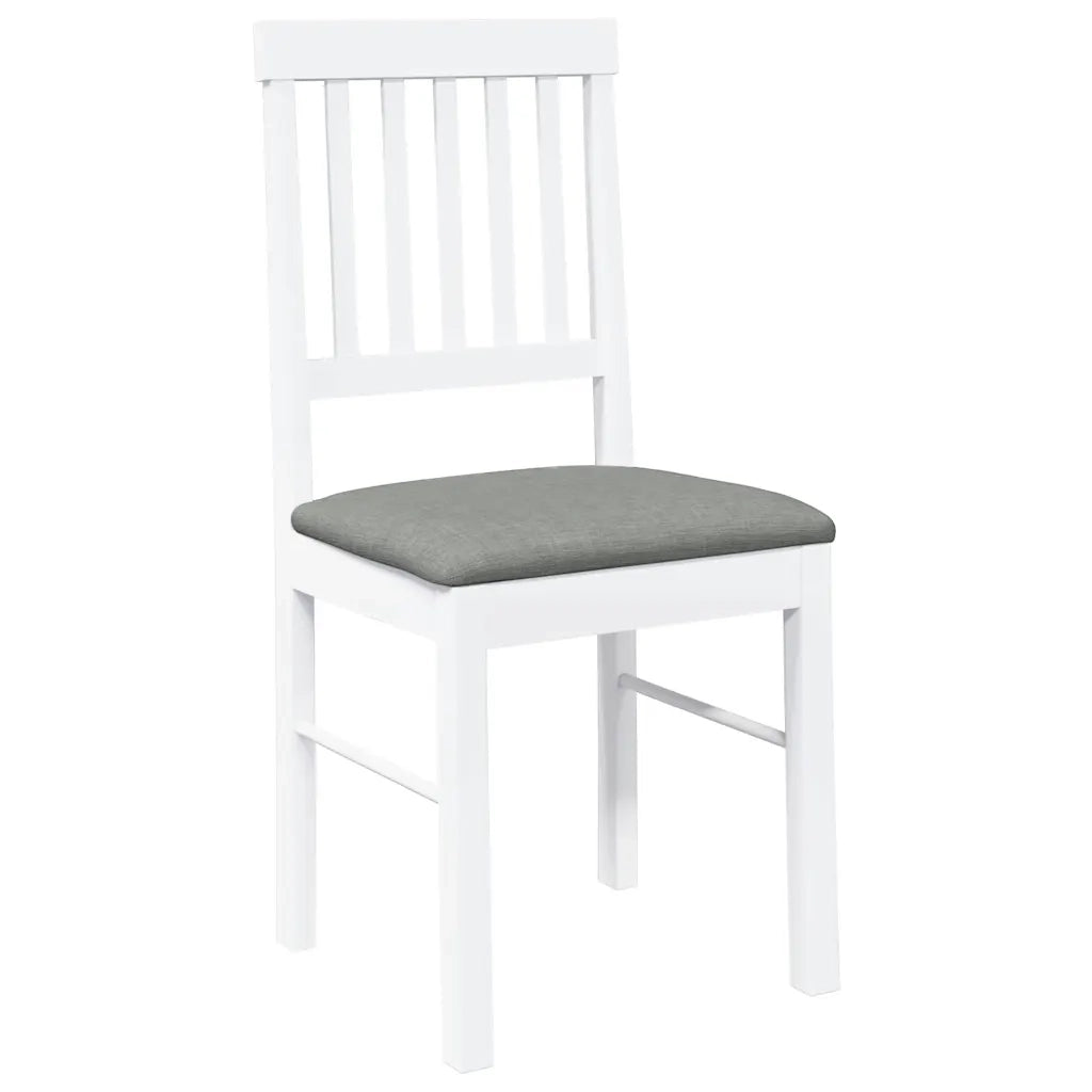 Sedie da Pranzo con Cuscini 2 pz Bianco Legno Massello di Hevea