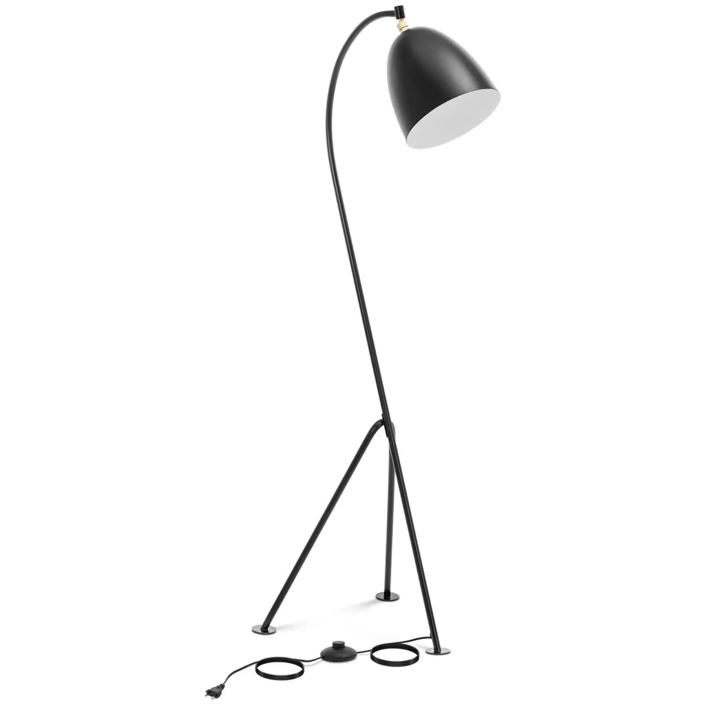 Lampada da terra ad arco con paralume in metallo mobile 40 watt altezza 125 cm ferro verniciato a polvere nero 14_0009213