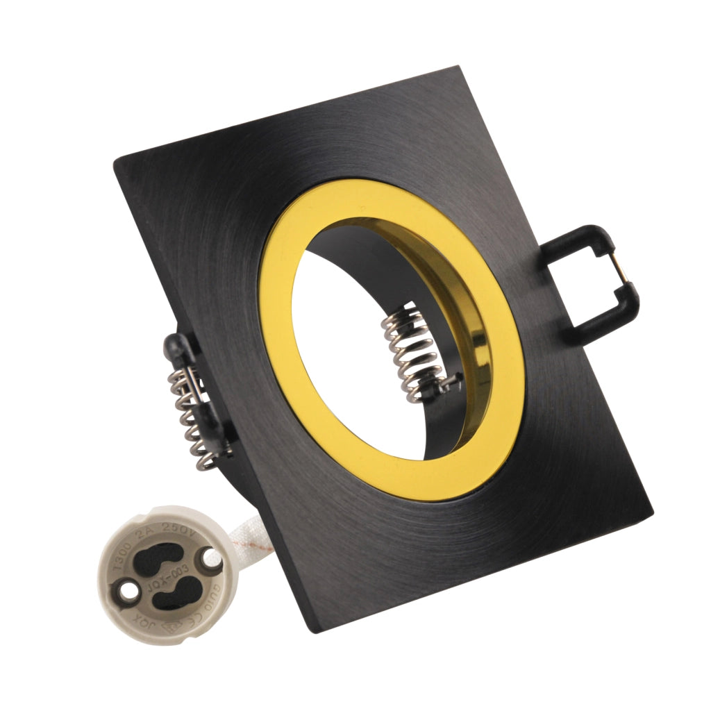 Faretto incasso quadrato nero-oro GU10 Polux FEBE 323361