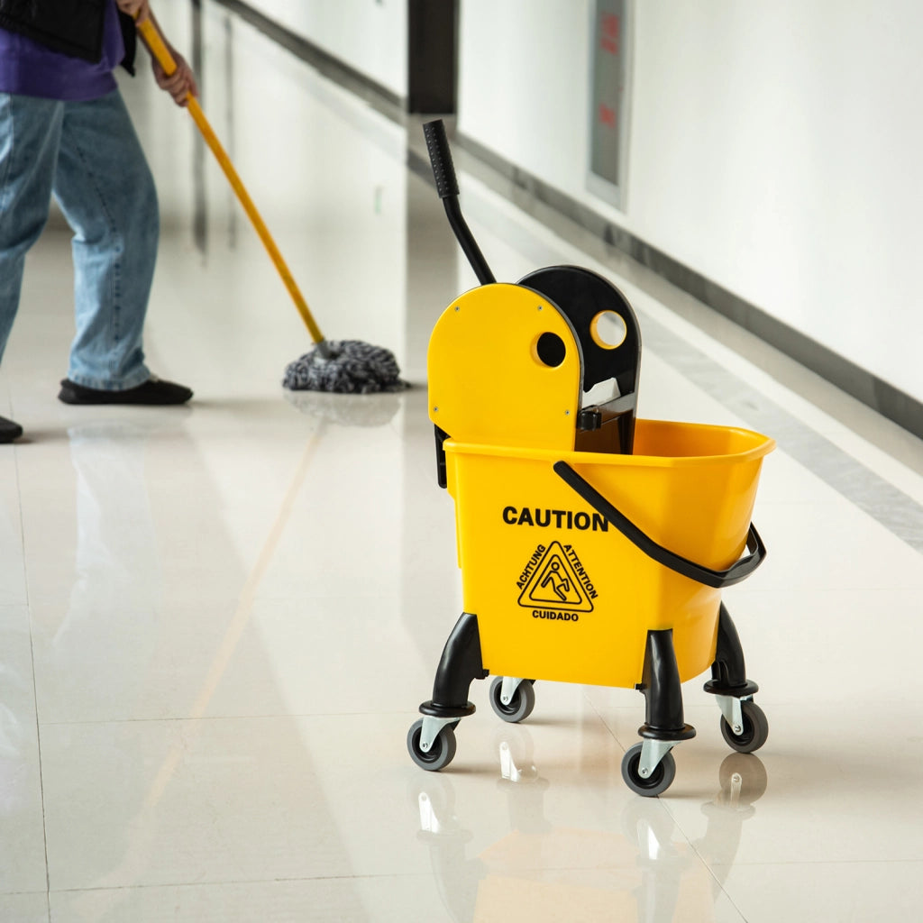 Carrello per pulizia con secchio e strizzatore 26L ¨C zephmum ¨C Giallo, 44x36x90 cm