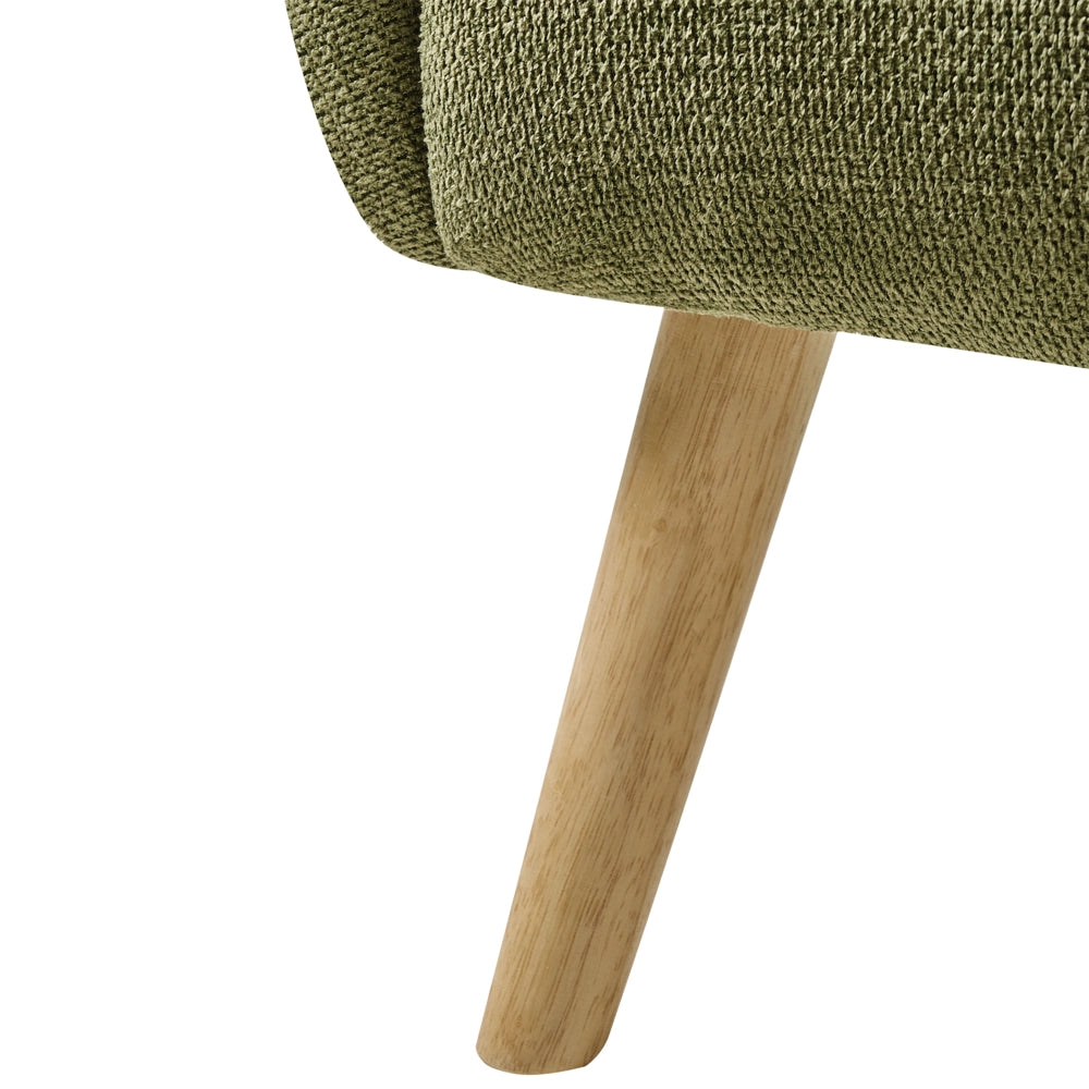 Poltrona moderna in tessuto rivestimento idrorepellente gambe in legno di gomma con braccioli verde