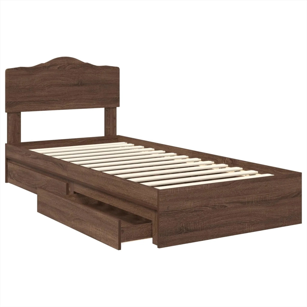 Letto con Contenitore con testiera Rovere Marrone 70 x 190 cm
