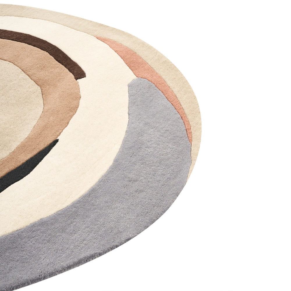 Tappeto per aree in lana multicolore ⌀ 140 cm Tappeto d'accento di forma rotonda irregolare