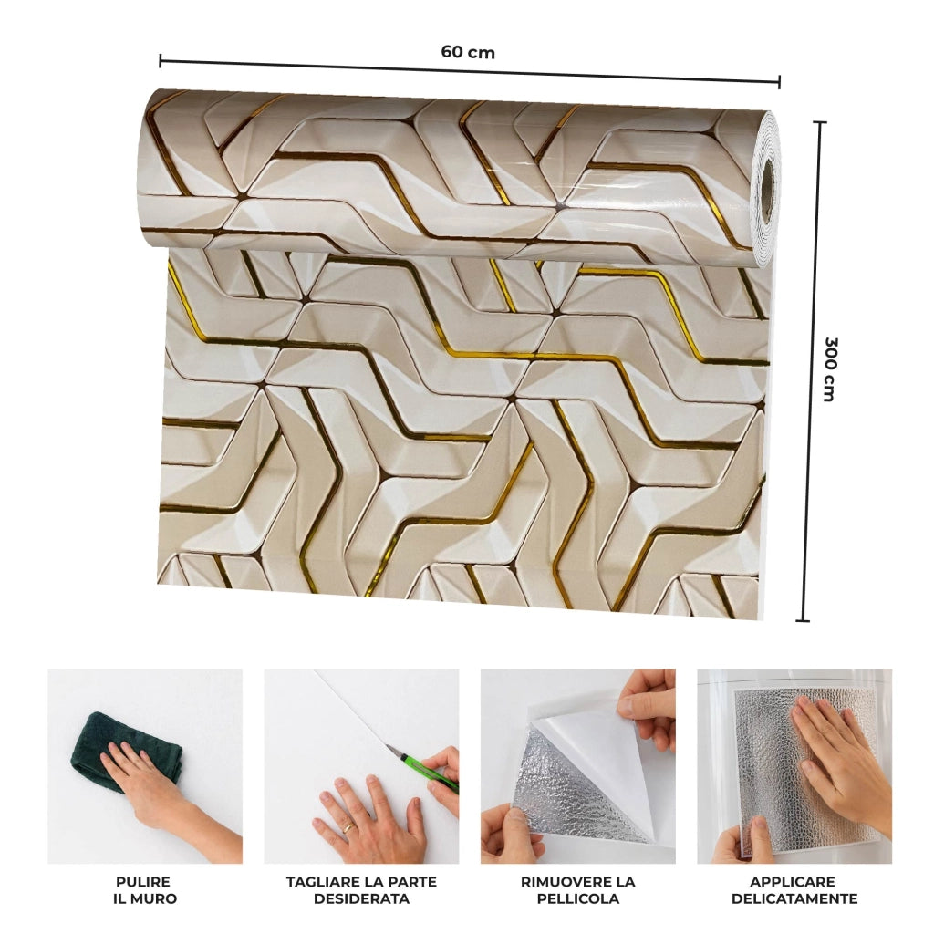 Carta Adesiva Da Rivestivmento 60x300 cm Pellicola Autoadesiva Impermeabile per Mobili, Pareti, Cucina, Tavoli e Top Cucina – Rivestimento Rimovibile per Superfici Lisce e DIY Disegno18