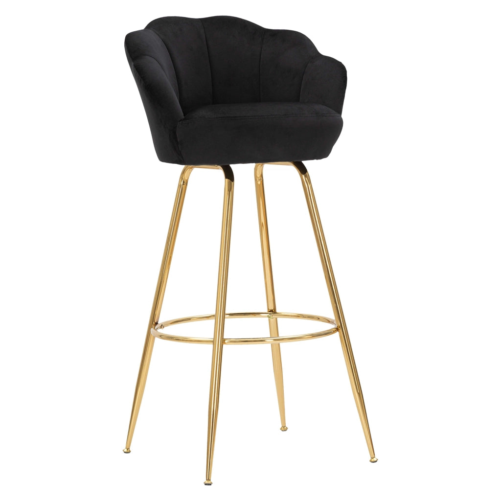 Tequis, Sgabello Rivestimento in Velluto, 55x53x110h cm Nero
