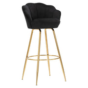 Tequis, Sgabello Rivestimento in Velluto, 55x53x110h cm Nero