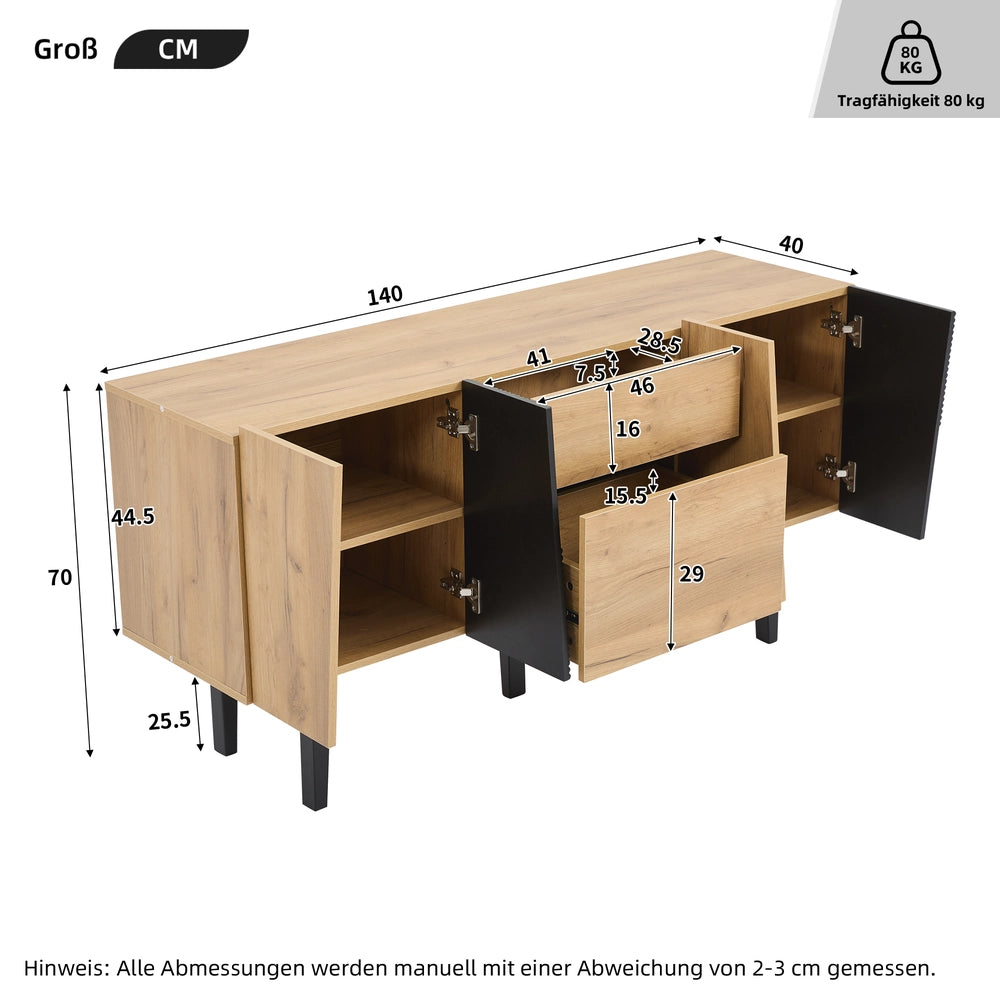 Mobile TV con Vano Contenitore ¨C MINIMAL ¨C Legno Massello, Supporto per TV 60 Pollici