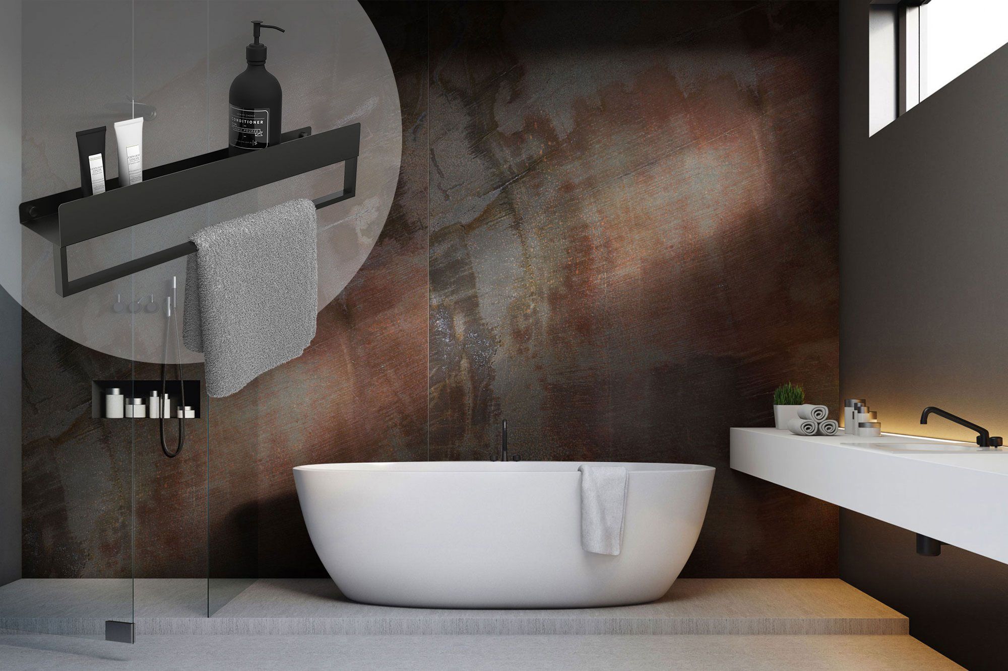 Mensola Da Bagno Sf01 45cm Black Matt