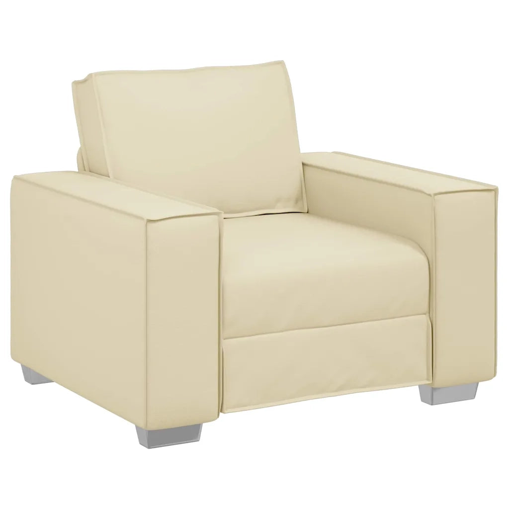 Poltrona Sofa Crema 100 cm Pelle Sintetica 4105040