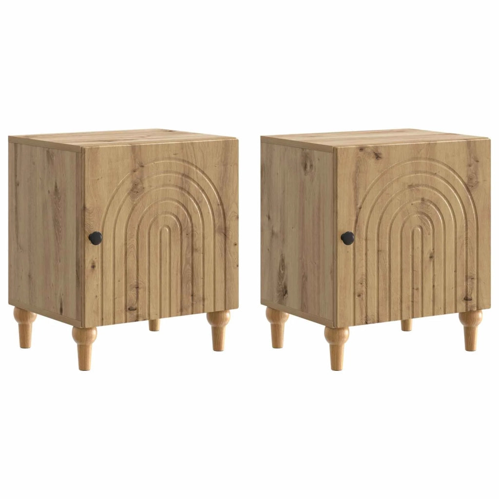 Armadio da Notte 2 pcs Rovere Artigianale 43 x 34,5 x 50 cm 894124