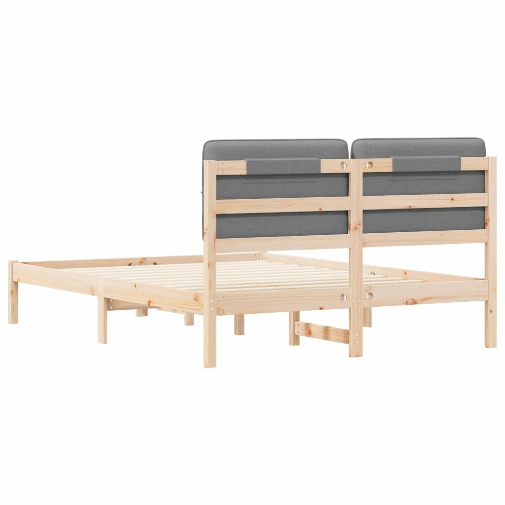 Letto con Testiera Rivestita Grigio chiaro 140 x 200 cm 877974