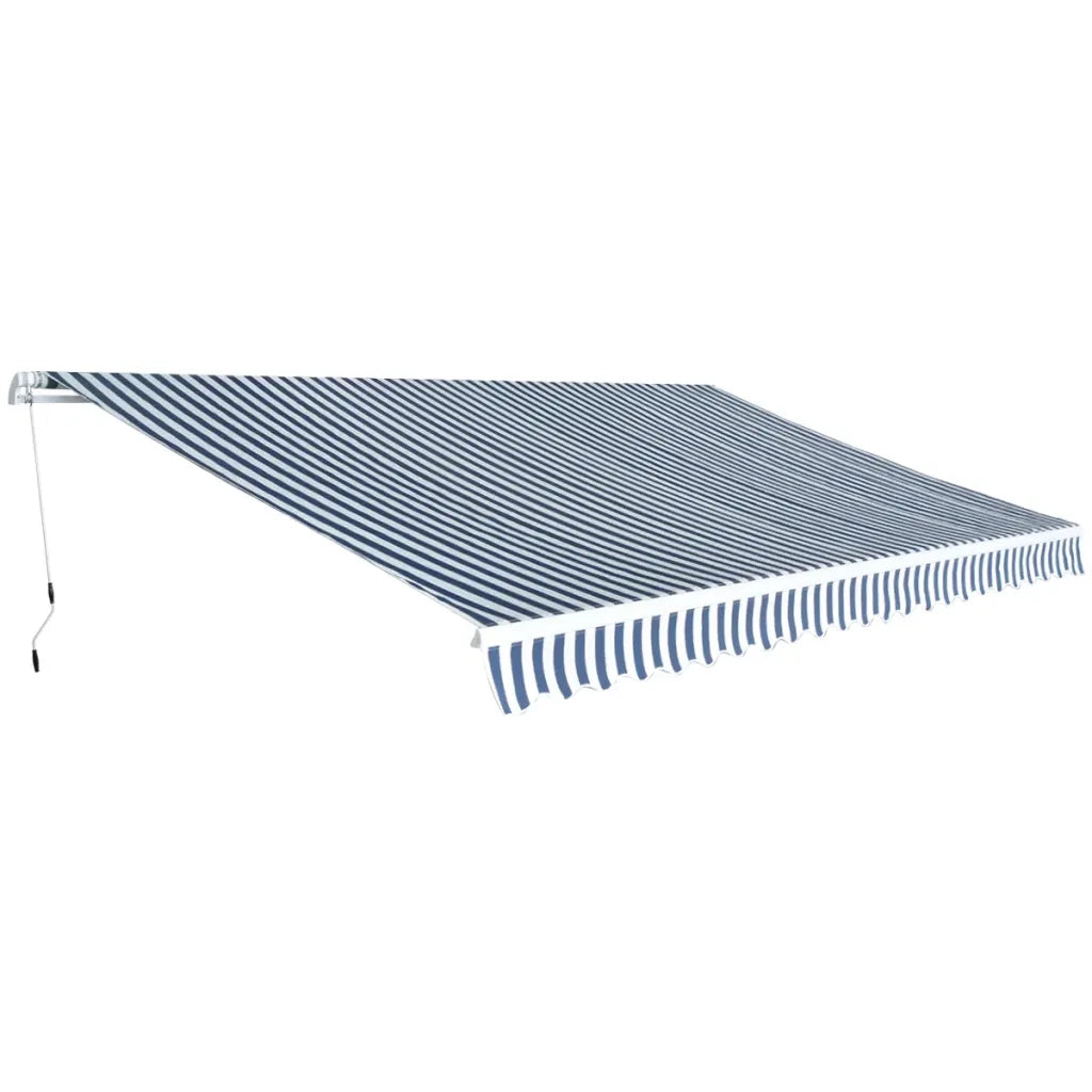 Tenda da Sole Manuale Pieghevole 500 cm Blu e Bianco cod mxl 12763