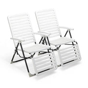 Set di 2 sedie a sdraio pieghevoli da esterno 147 x 62 x 72 cm regolabili per un comfort di relax PP bianco 20_0011249