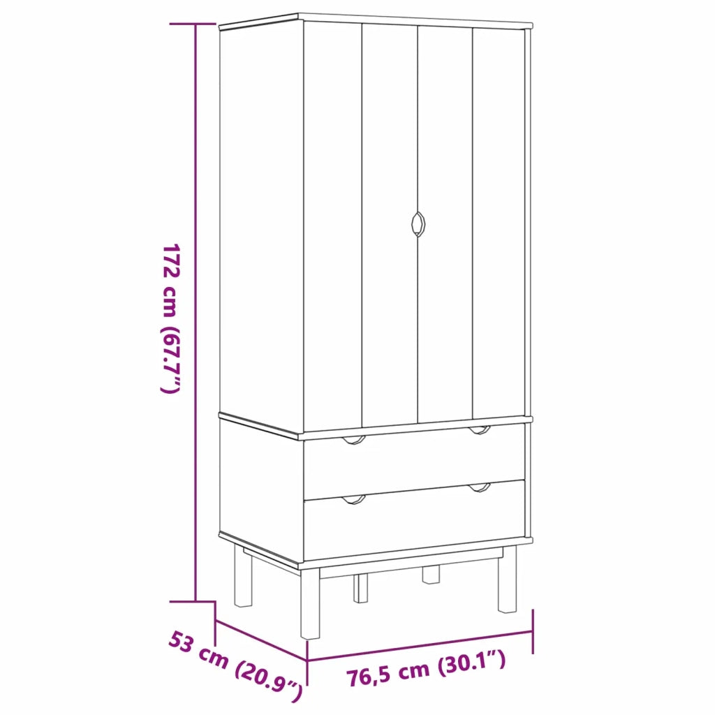 Guardaroba OTTA Nero 76,5 x 53 x 172 cm Legno Massello di Pino 42041752