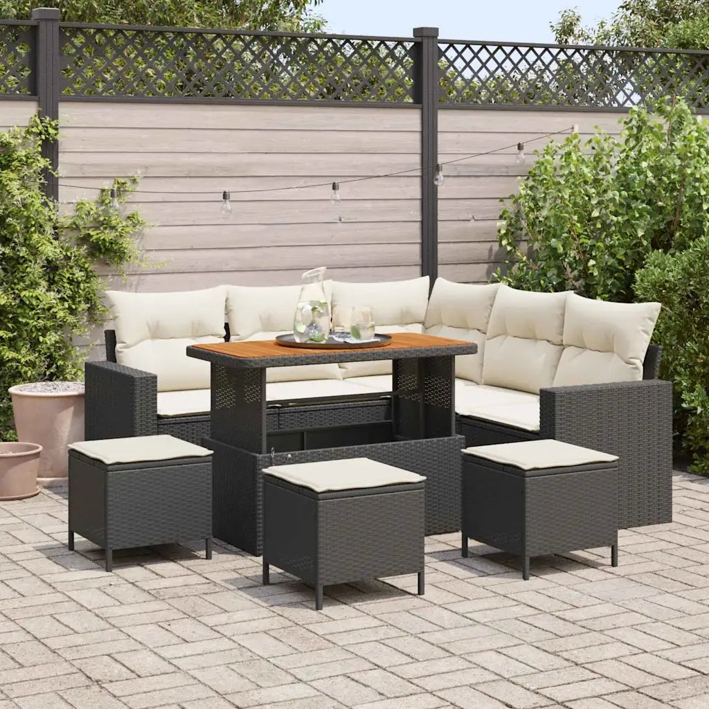 Set Divano da Giardino 9 pcs Nero polyrattan 3361620