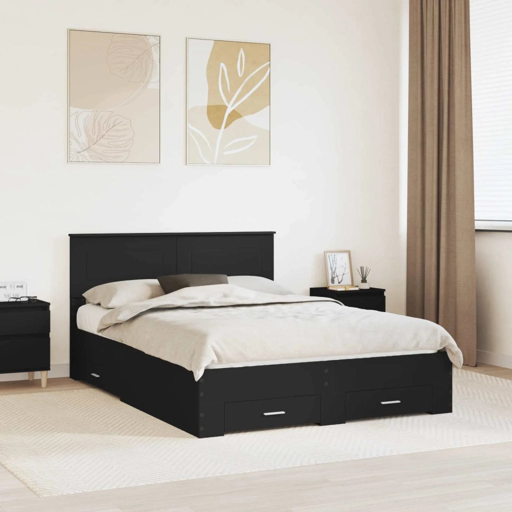 Struttura del letto Nero 140 x 190 cm Legno multistrato