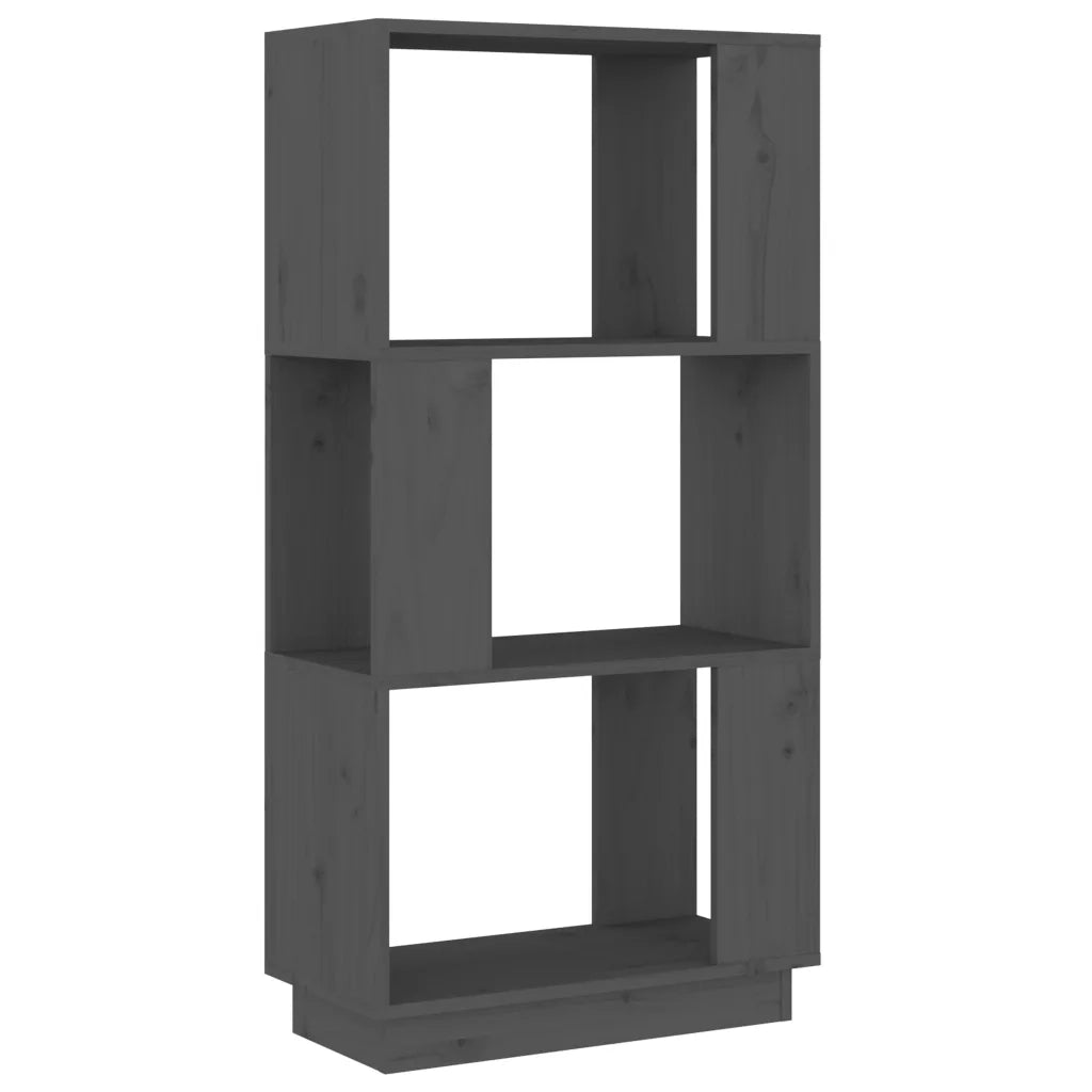 Libreria Divisorio-Scaffale per Libri-Mobile di Stoccaggio Grigio 51x25x101 cm Legno Massello di Pino