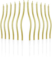 Spirali di cera 24pz Giallo - Decorazioni per torte e cupcakes - Kaarsen per compleanni e matrimoni - Dimensioni 16x0,4 cm