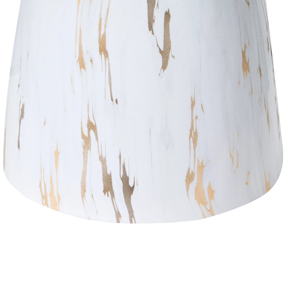 Tavolino in metallo bianco e nero con piano in vetro temperato Effetto marmo Tavolino da salotto Tavolino finale Stile glamour